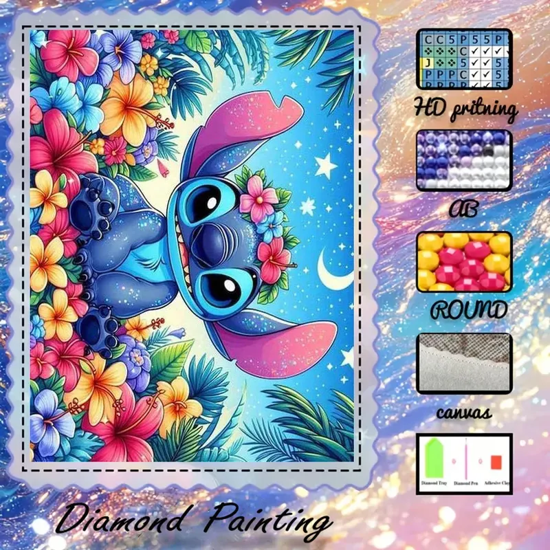 Peinture diamant alien bleu 30 à 70 cm