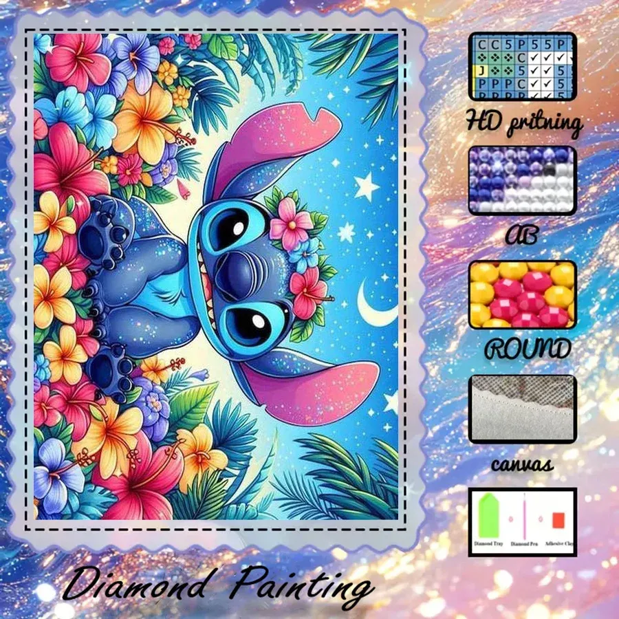 Peinture diamant alien bleu 30 à 70 cm