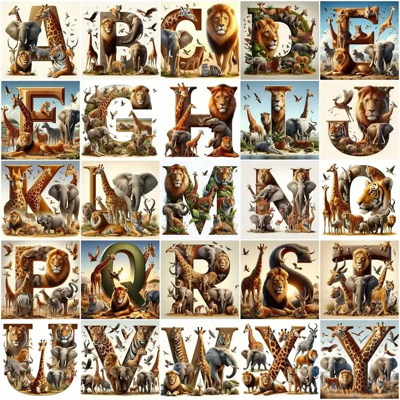 Peinture diamant alphabet animal 20 à 50 cm