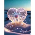 Peinture diamant amour rond 30x40cm perceuse ronde – Couleur prune