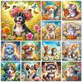 Peinture diamant animaux 30x30 cm chien chat tigre – 1