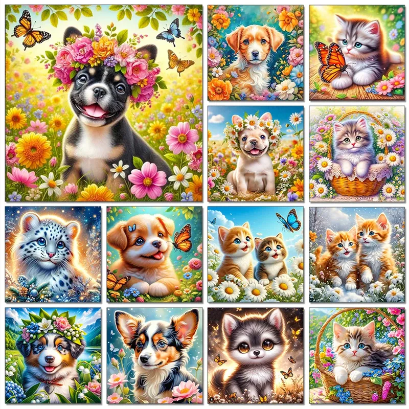 Peinture diamant animaux 30x30 cm chien chat tigre