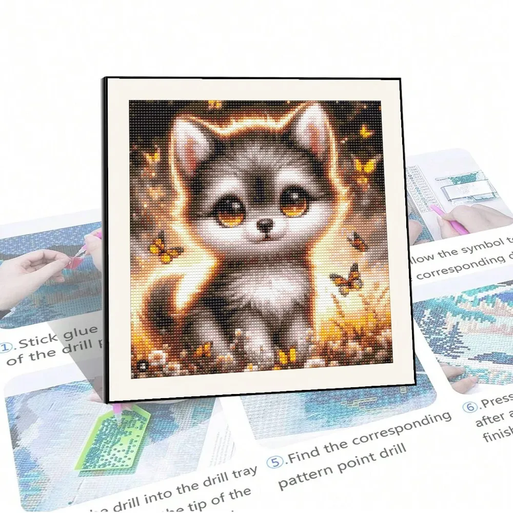 Peinture diamant animaux 30x30 cm chien chat tigre