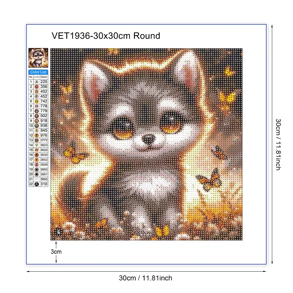 Peinture diamant animaux 30x30 cm chien chat tigre