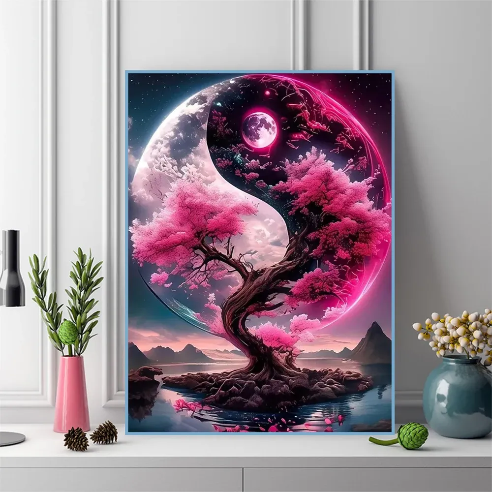 Peinture diamant arbre lune 20x30 à 50x70 cm