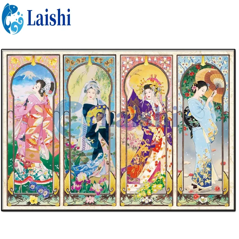Peinture diamant art japonais 4 saisons 20x25 à 50x65 cm