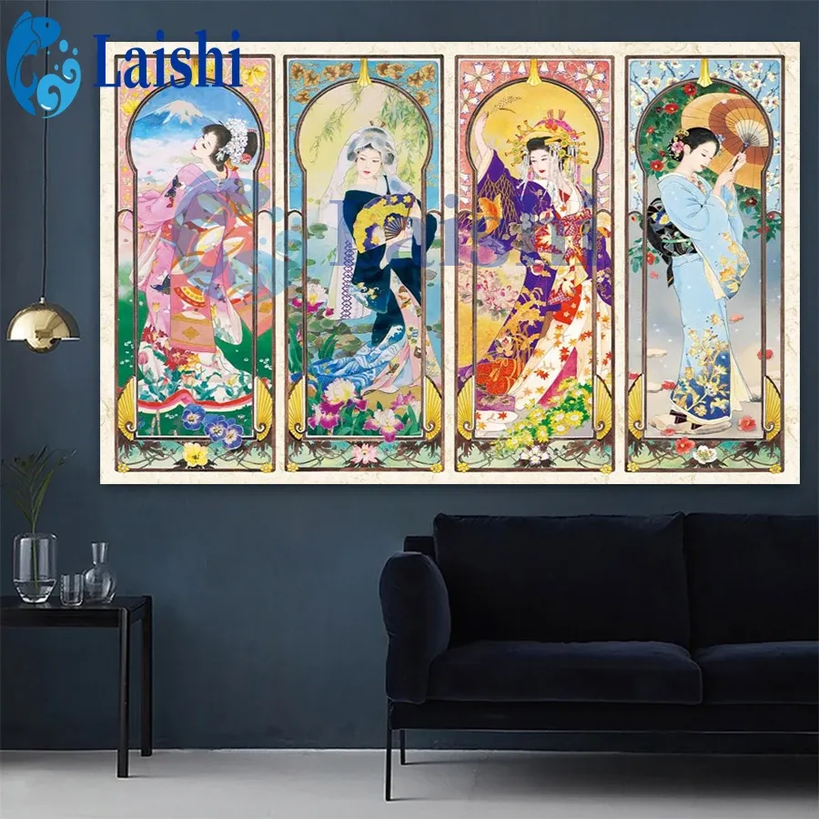 Peinture diamant art japonais 4 saisons 20x25 à 50x65 cm