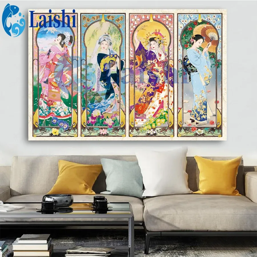 Peinture diamant art japonais 4 saisons 20x25 à 50x65 cm