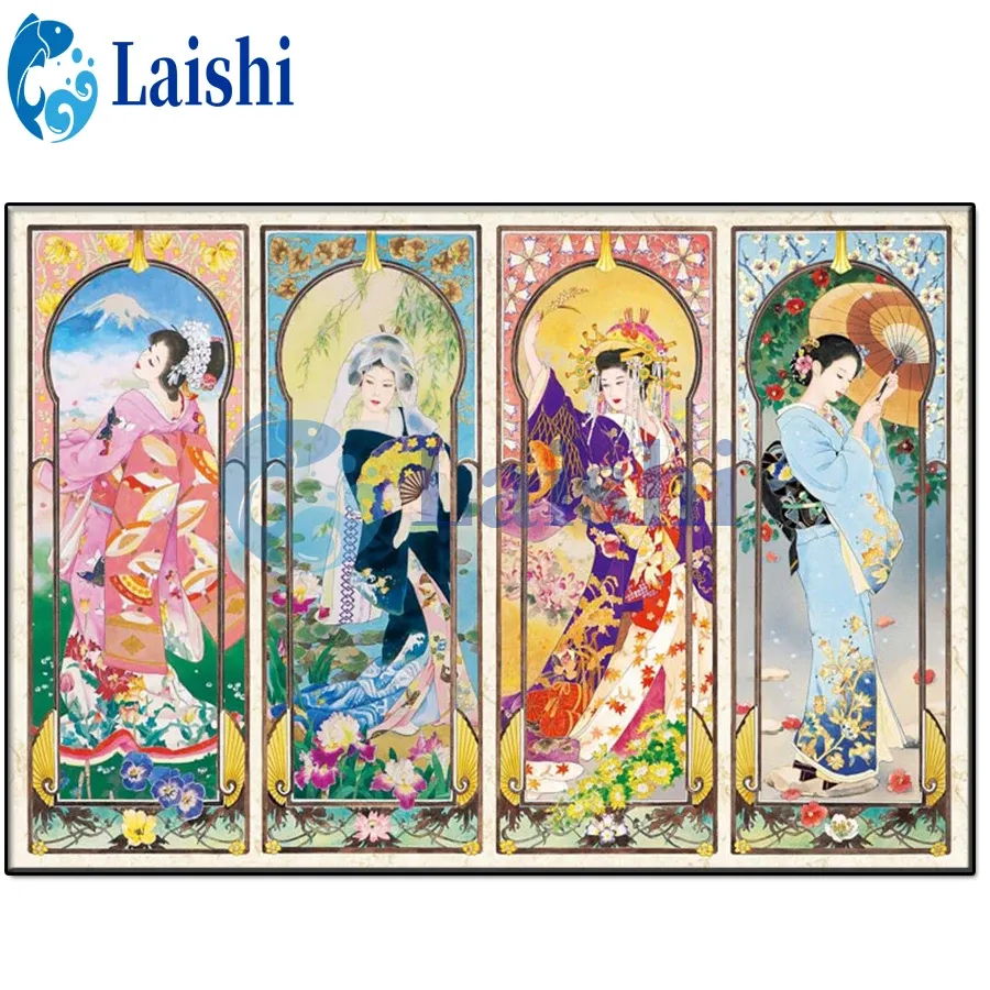 Peinture diamant art japonais 4 saisons 20x25 à 50x65 cm