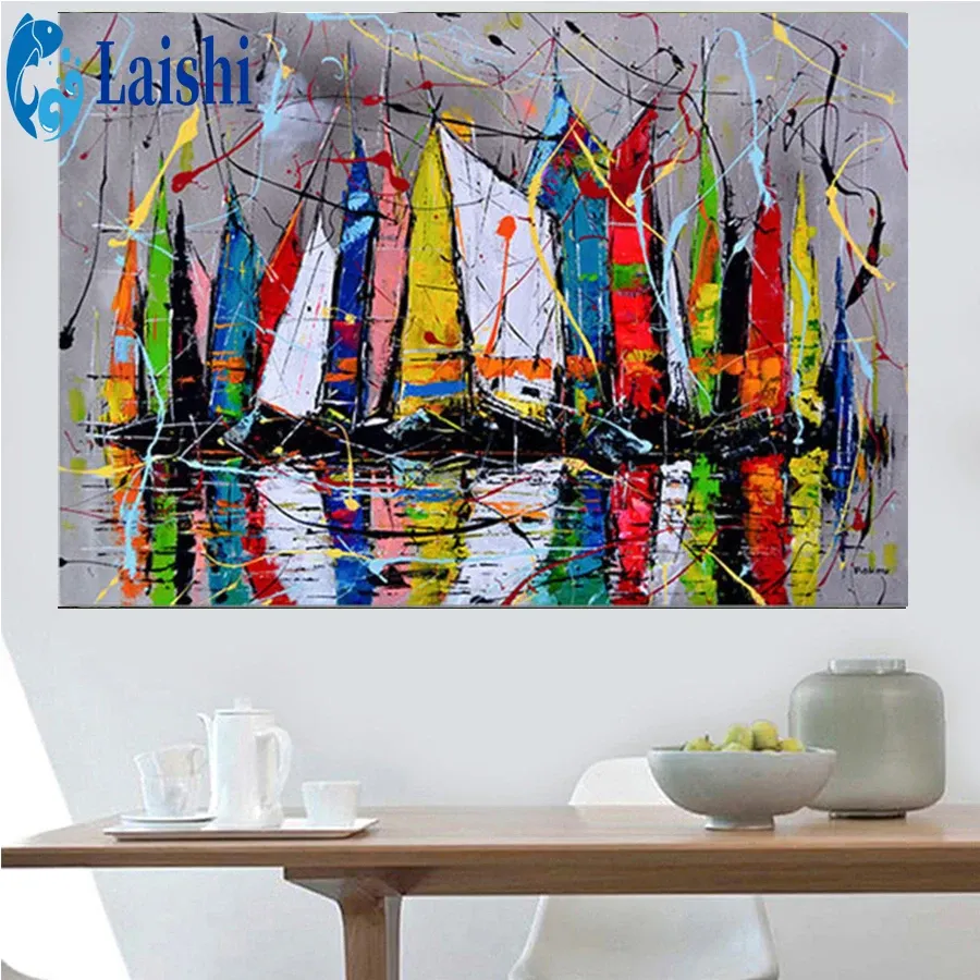 Peinture diamant bateau abstrait 20 à 65 cm