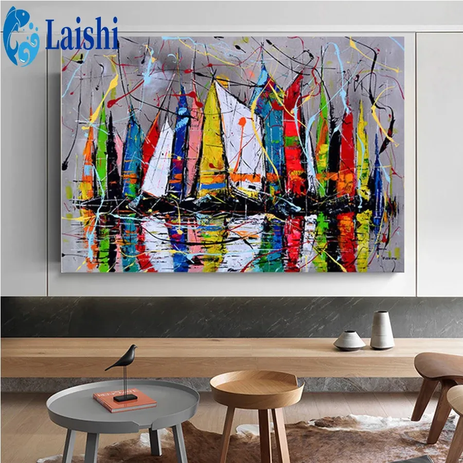 Peinture diamant bateau abstrait 20 à 65 cm