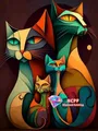 Peinture diamant chat dessin animé 20x30 à 50x70 cm – Couleur C466-24