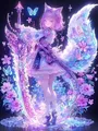 Peinture diamant chat elfe 20 à 70 cm – Couleur Violet (05)