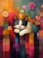 Peinture diamant chat géométrique 20 à 70 cm – Couleur WJY518-6