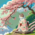 Peinture diamant chat kimono Sakura 30x30 à 50x50 cm – Couleur B12