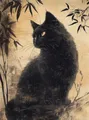 Peinture diamant chat noir japonais 20x25 à 50x70 cm – Couleur Bleu marine (09)