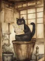 Peinture diamant chat noir japonais 20x25 à 50x70 cm – Couleur Bourgogne (04)