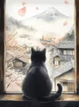 Peinture diamant chat noir japonais 20x25 à 50x70 cm – Couleur Orange (14)