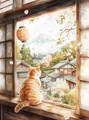 Peinture diamant chat noir japonais 20x25 à 50x70 cm – Couleur Rose (20)