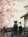Peinture diamant chat noir japonais 20x25 à 50x70 cm – Couleur Rouge (03)