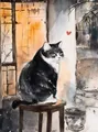 Peinture diamant chat noir japonais 20x25 à 50x70 cm – Couleur Transparent (15)