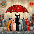 Peinture diamant chat sous parapluie 20 à 50 cm – 1