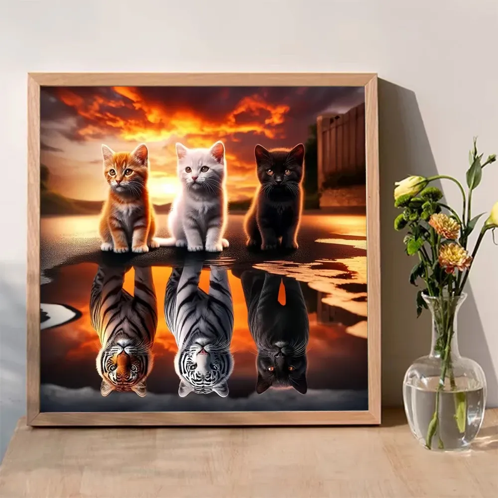 Peinture diamant chat tigre 20x20 à 50x50 cm