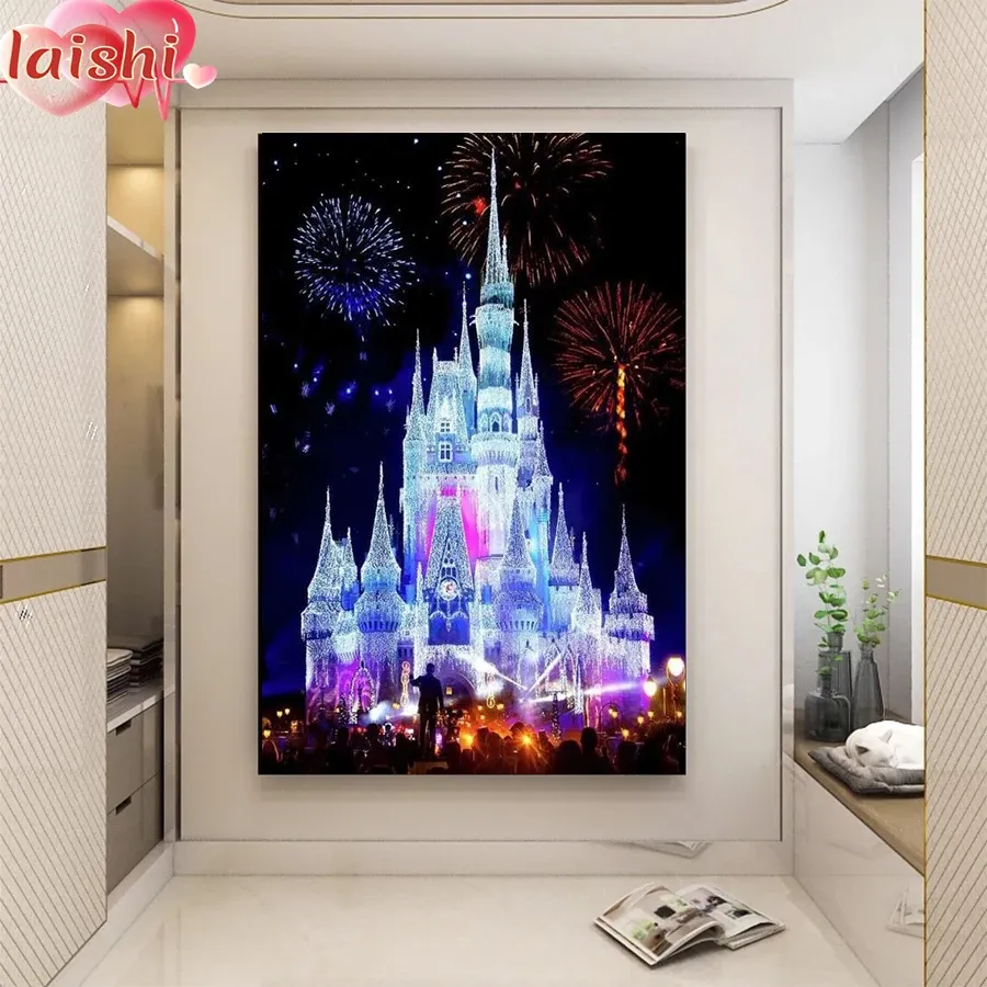 Peinture diamant château feu d'artifice 20 à 65 cm