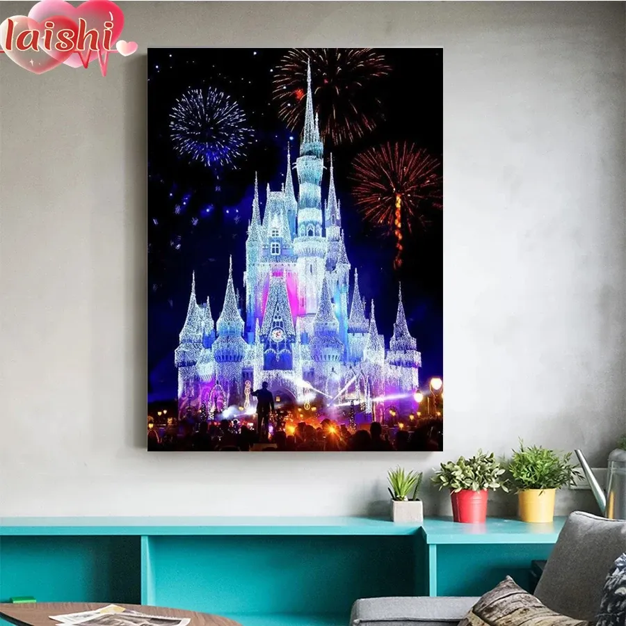 Peinture diamant château feu d'artifice 20 à 65 cm