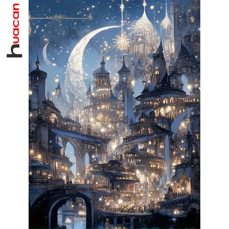 Peinture diamant château lune 20x30 à 50x70 cm