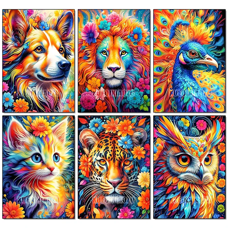 Peinture diamant chats et lions 20 à 30 cm