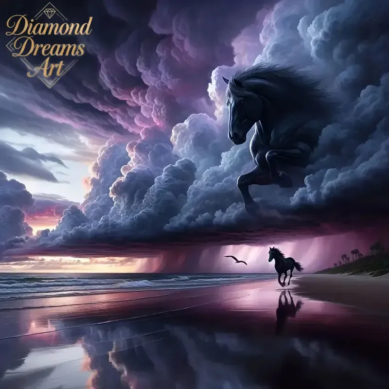 Peinture diamant cheval et nuage 20 à 60 cm