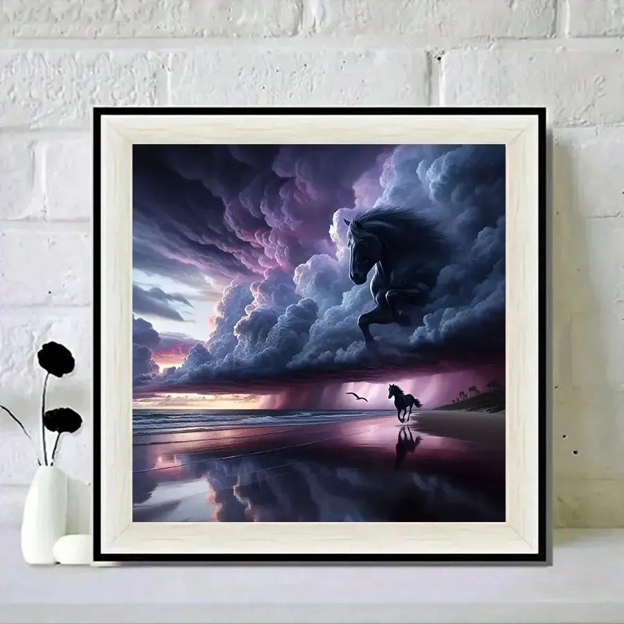 Peinture diamant cheval et nuage 20 à 60 cm