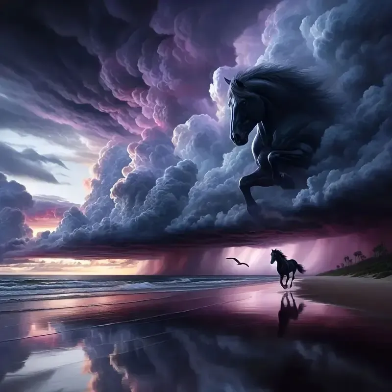 Peinture diamant cheval et nuage 20 à 60 cm