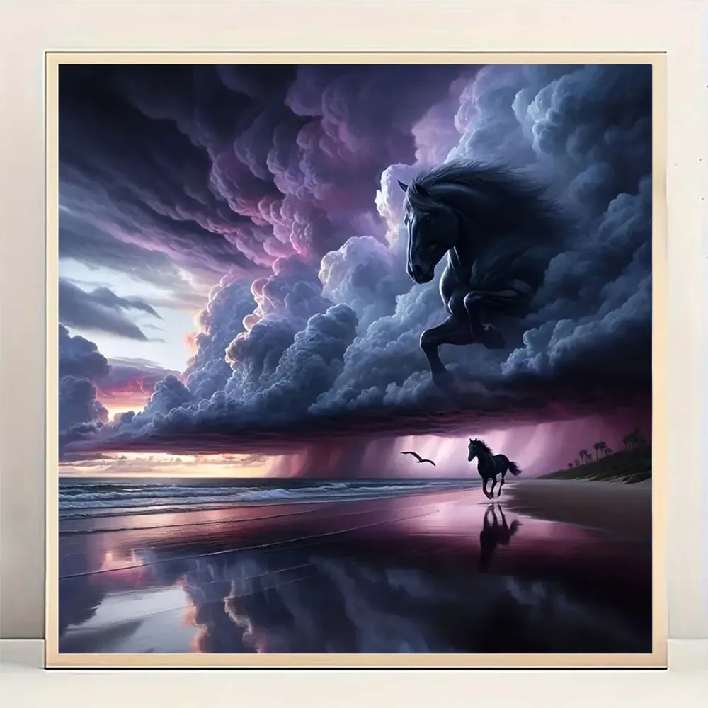 Peinture diamant cheval et nuage 20 à 60 cm