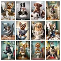 Peinture diamant chien chat toilette 20x30 à 40x50 cm – 1