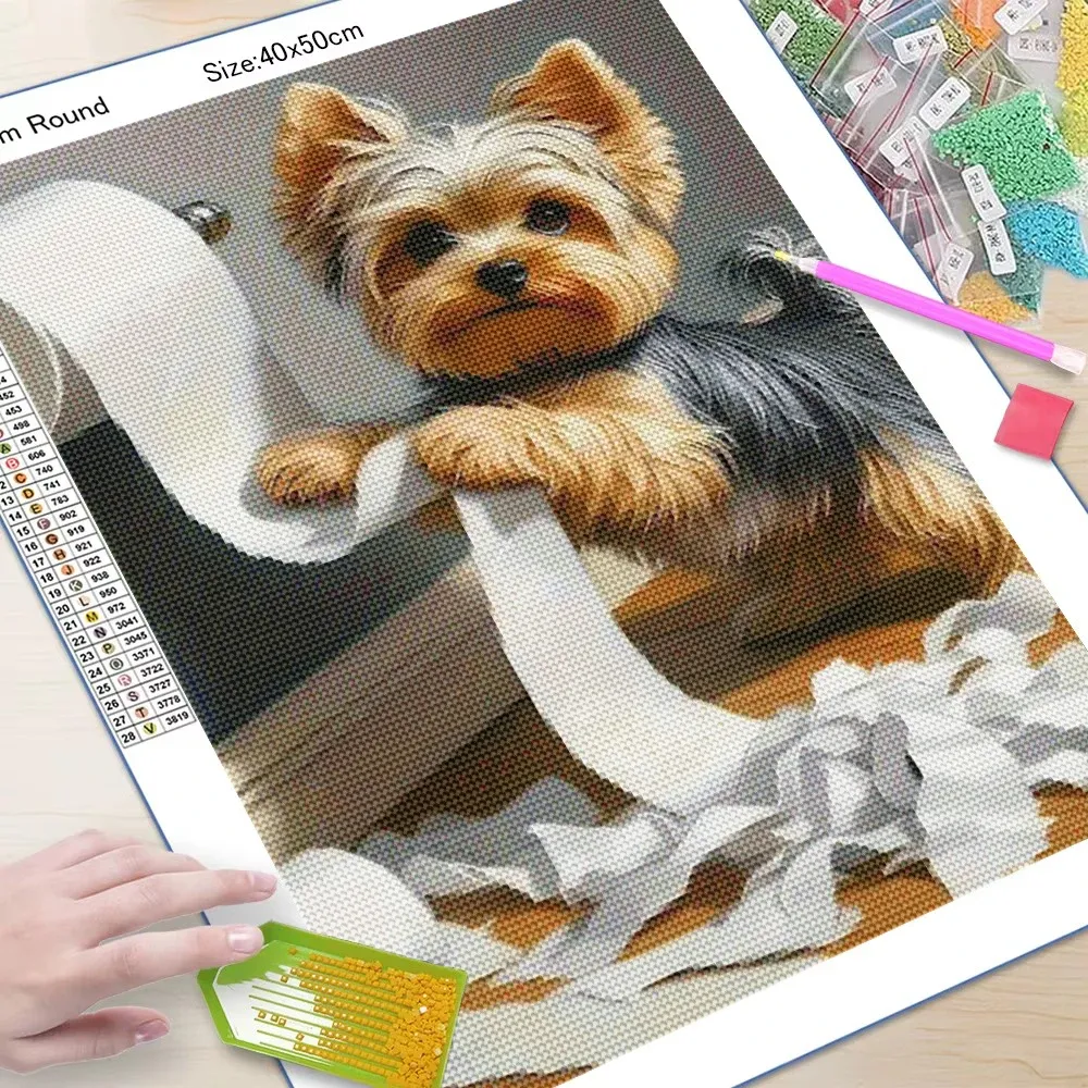 Peinture diamant chien chat toilette 20x30 à 40x50 cm