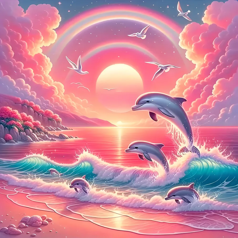 Peinture diamant ciel dauphin 20x20 à 50x50 cm