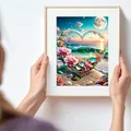 Peinture diamant cœur floral bord de mer 20 à 70 cm carré ou rond – 3