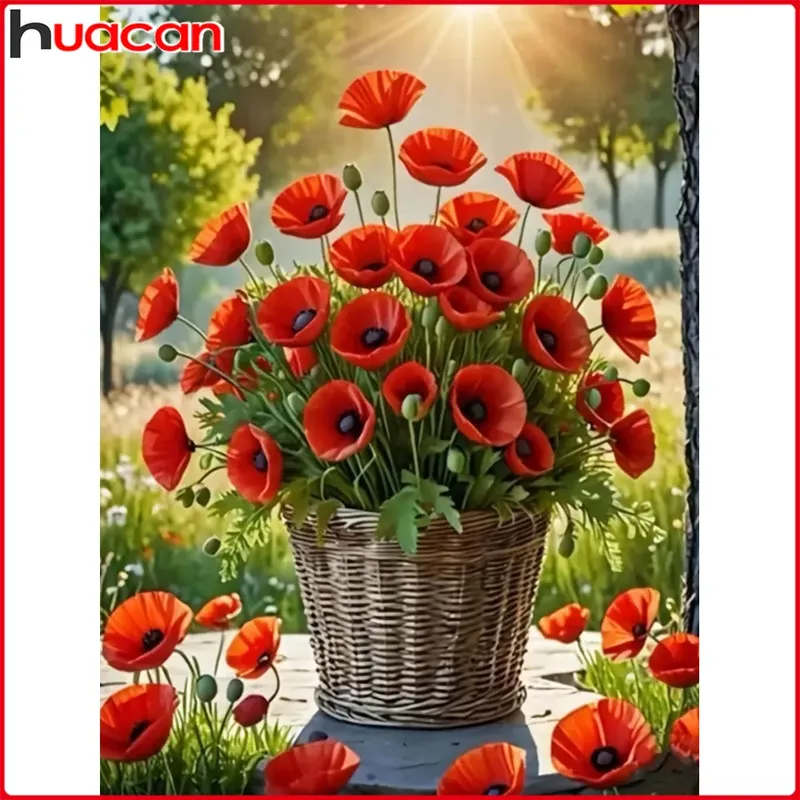 Peinture diamant coquelicot fleur 20 à 70 cm