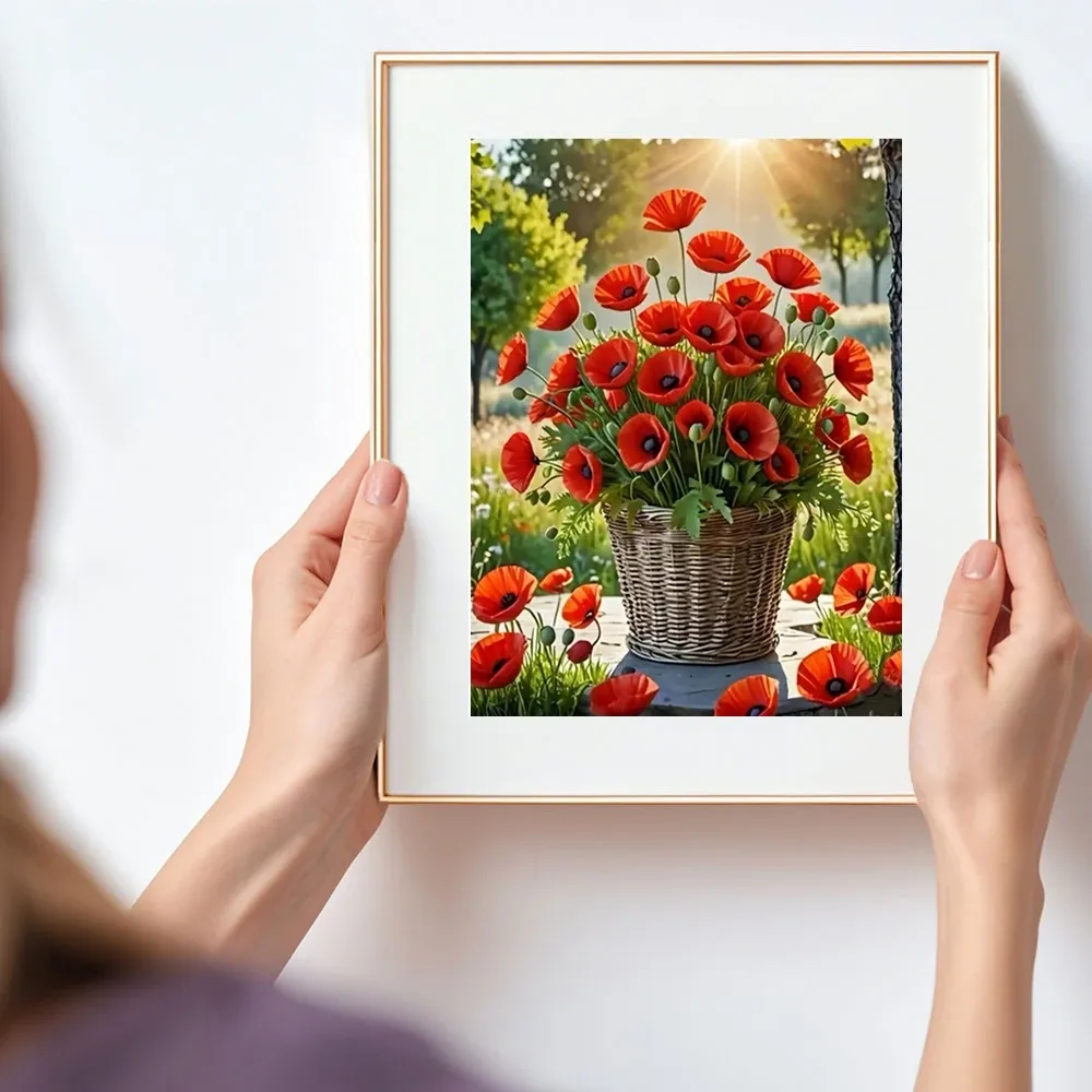 Peinture diamant coquelicot fleur 20 à 70 cm