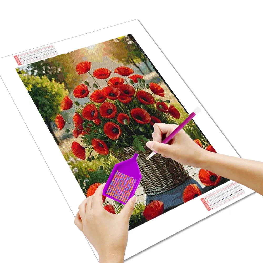 Peinture diamant coquelicot fleur 20 à 70 cm
