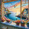 Peinture diamant coucher soleil mer 20x20 à 40x40 cm – Couleur 1253