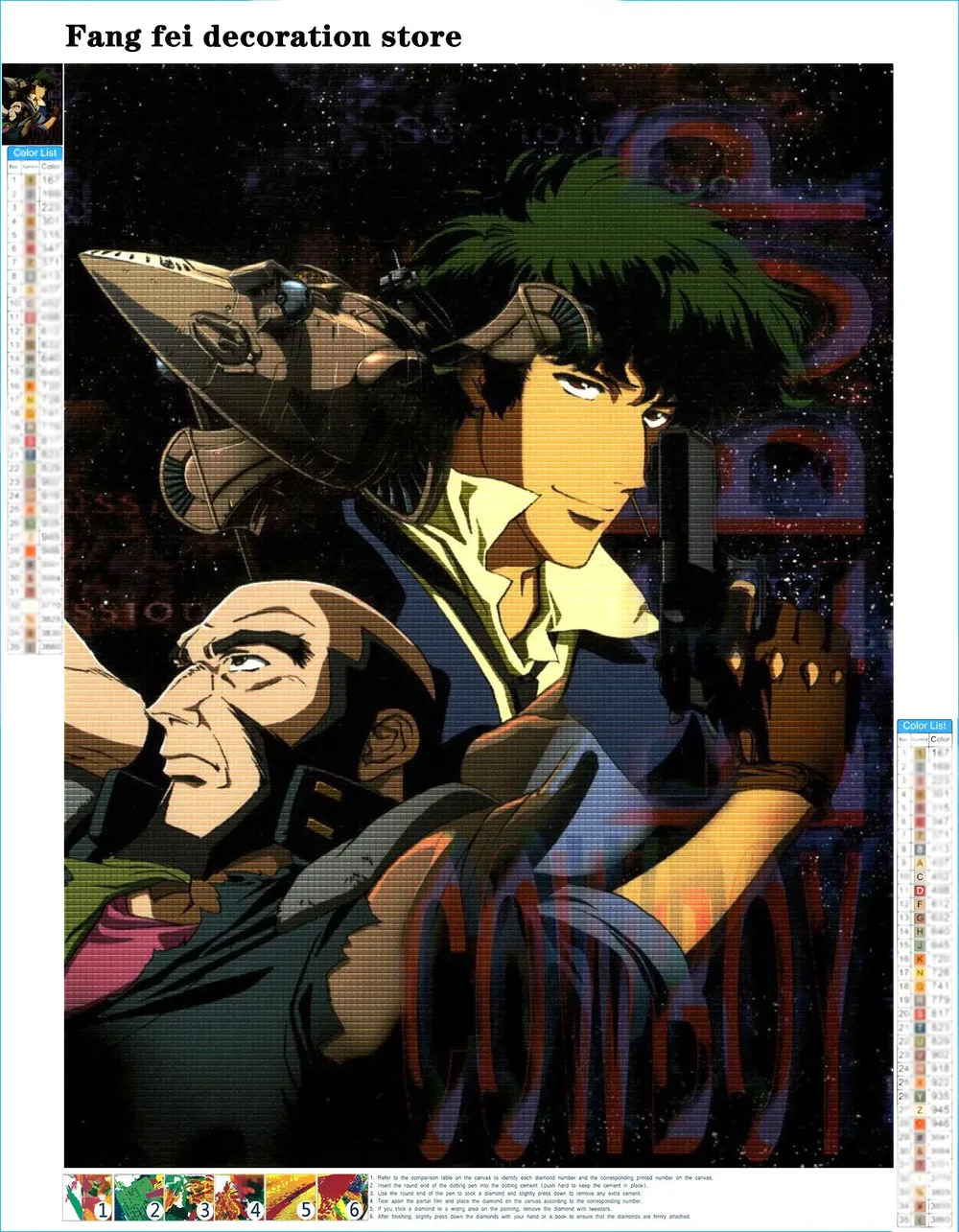 Peinture diamant Cowboy Bebop 20x25 à 30x40 cm