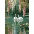 Peinture diamant cygne lac rond carré 20x30cm à 50x70cm – Couleur BLANC (A1)