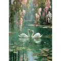 Peinture diamant cygne lac rond carré 20x30cm à 50x70cm – Couleur Jaune (A2)