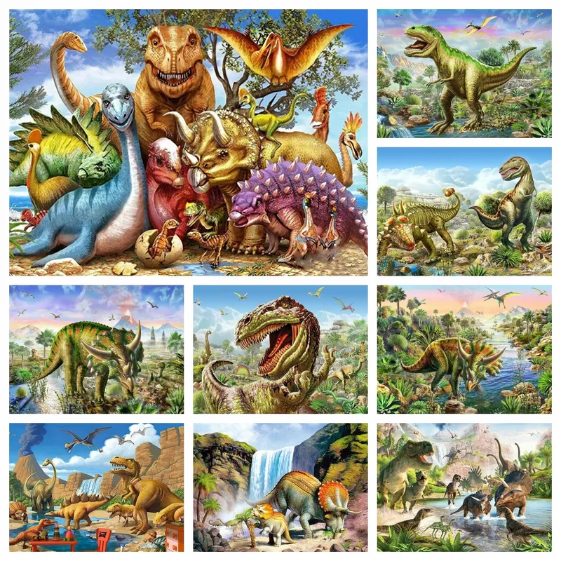 Peinture diamant dinosaure 20 à 70 cm carré ou rond