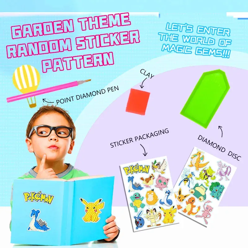 Peinture diamant DIY Pikachu Eevee anime pour enfants