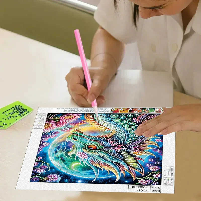 Peinture diamant dragon coloré 30x30cm