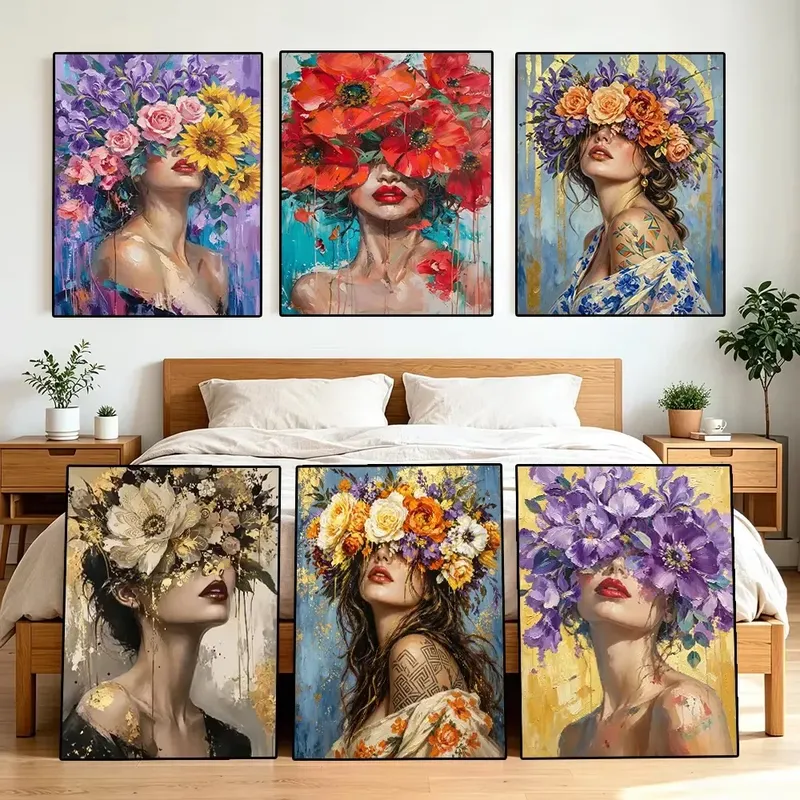 Peinture diamant femme fleur abstraite 20 à 70 cm
